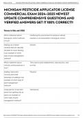 MICHIGAN PESTICIDE APPLICATOR LICENSE COMMERCIAL EXAM 2024&ndash;2025 NEWEST 