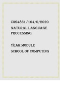 COS4861 104/0/2020 Natural Language Processing Year module