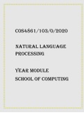 COS4861 103/0/2020 Natural Language Processing Year module School of Computing
