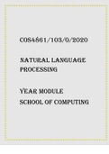 COS4861 103&sol;0&sol;2020 Natural Language Processing Year module School of Computing