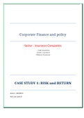 Corporate Finance and policy   Sector : insurance Companies- CASE STUDY 1: RISK and RETURN