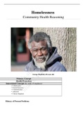 Homeless Case Study/Homelessness Community Health Reasoning, George Mayfield, 68 years old (Answered)