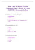 NUR 2180 / NUR2180 Physical Assessment Quiz 3 | Rated A | Latest 2021/2022 | Rasmussen College