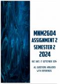 MNM2604 Assignment 2 Semester 2 2024 &vert; Due 17 September 2024