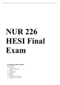 NUR 226 HESI Final Exam Blueprint, Complete Summer 2020