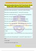 Massachusetts Drivers Ed Final Exam Study Guide with 100&percnt; Complete Solutions