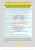 Mass State Life Insurance Exam Practice Questions and Answers &lpar;100&percnt; Pass