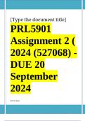 PRL5901 Assignment 2 Full Solutions 2024 (Unique Nr. 527068) - DUE 20 September 2024 ;100 % TRUSTED workings, Expert Solved, Explanations and Solutions..