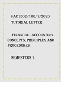 FAC1502 106/1/2020 Tutorial letter Financial Accounting Concepts, Principles and Procedures