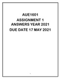 AUE1601 ASSIGNMENT 1 ANSWERS YEAR 2021