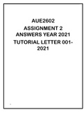 AUE2602 ASSIGNMENT 2 ANSWERS YEAR 2021
