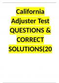California Adjuster Test QUESTIONS & CORRECT SOLUTIONS&lpar;2024 LATEST UPDATE&rpar;