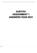 AUE3761 ASSIGNMENT 1 ANSWERS YEAR 2021
