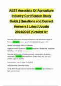 AEST Associate Of Agriculture Industry Certification Study Guide &vert; Questions and Correct Answers &vert; Latest Update 2024&sol;2025 &vert; Graded A&plus;