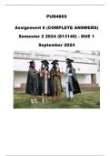 PUB4869 Assignment 6 Full Solutions Semester 2 2024 &lpar;813140&rpar; - DUE 1 September 2024 &semi;100 &percnt; TRUSTED workings&comma; Expert Solved&comma; Explanations and Solutions&period;