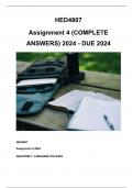HED4807 Assignment 4 &lpar;COMPLETE ANSWERS&rpar; 2024 - DUE 2024 &semi; 100&percnt; TRUSTED Complete&comma; trusted solutions and explanations