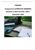 PUB4869 Assignment 6 &lpar;COMPLETE ANSWERS&rpar; Semester 2 2024 &lpar;813140&rpar; - DUE 1 September 2024