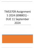 TMS3709 ASSIGNMENT 5 2024 &lpar;698801&rpar; - DUE 11 SEPTEMBER 2024