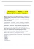  Fundamentals Of Nursing FA Davis Questions And Answers Graded A&plus;&period;