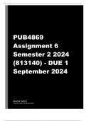 PUB4869 Assignment 6 &lpar;COMPLETE ANSWERS&rpar; Semester 2 2024 &lpar;813140&rpar;