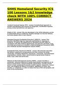 SHHS Homeland Security ICS 100 Lessons 1&2 knowledge check WITH 100&percnt; CORRECT ANSWERS 2024