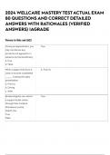 2024 WELLCARE MASTERY TEST ACTUAL EXAM 80 QUESTIONS AND CORRECT DETAILED ANSWERS WITH RATIONALES &lpar;VERIFIED ANSWERS&rpar; &vert;AGRADE