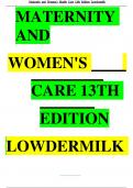 Test Bank for Maternity & Women&rsquo;s Health Care&comma; 13th Edition&comma;Lowdermilk&period; UPDATED VERSION&comma;2024&excl;&excl;&excl;&excl; ALL CHAPTERS FULLY COVERED &excl;&excl;&excl;&excl; GET A COPY&comma;GET AN A&plus;