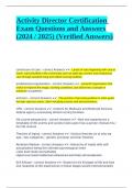 Activity Director Certification Exam Questions and Answers &lpar;2024 &sol; 2025&rpar; &lpar;Verified Answers&rpar;