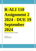 R-ALI 110 Assignment 2 Full Solutions 2024 - DUE 19 September 2024 &semi;100 &percnt; TRUSTED workings&comma; Expert Solved&comma; Explanations and Solutions&period;&period;&period;&period;&period;&period;&period;&period;&period; 