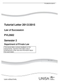 Tutorial Letter 201/2/2015 Law of Succession PVL2602 Semester 2 Department of Private Law This tutorial letter contains feedback on the  assignments, important information about  amendments to two acts and information about  the examination