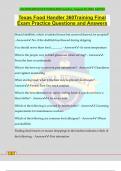 Texas Food Handler 360Training Final Exam Practice Questions and Answers