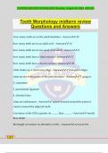 Tooth Morphology midterm review Questions and Answers