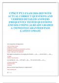 CPSGT PT&period;1 EXAM 2024-2025 WITH  ACTUAL CORRECT QUESTIONS AND  VERIFIED DETAILED ANSWERS  &vert;FREQUENTLY TESTED QUESTIONS  AND SOLUTIONS &vert;ALREADY GRADED  A&plus;&vert;NEWEST&vert;GUARANTEED PASS  &vert;LATEST UPDATE