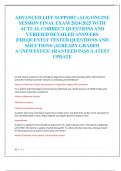 ADVANCED LIFE SUPPORT &lpar;ALS&rpar; ONLINE  SESSION FINAL EXAM 2024-2025 WITH  ACTUAL CORRECT QUESTIONS AND  VERIFIED DETAILED ANSWERS  &vert;FREQUENTLY TESTED QUESTIONS AND  SOLUTIONS &vert;ALREADY GRADED  A&plus;&vert;NEWEST&vert;GUARANTEED PASS &vert;LATEST  UPDATE