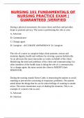 NURSING 101 FUNDAMENTALS OF NURSING PRACTICE EXAM &vert;GUARANTEED &vert;VERIFIED