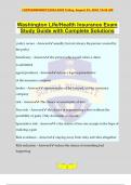 Washington Life&sol;Health Insurance Exam Study Guide with Complete Solutions