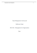 MGT 330 Week 4 Assignment, Team Management Activity and Reflection. Essay.
