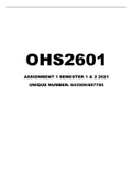 OHS2601 Assignment 1 &lpar;2021&rpar; Answers