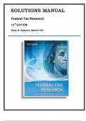 Solutions Manual &semi; Solutions For Federal Tax Research&comma; 12th Edition&comma; Sawyers&comma; Gill