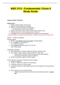 NSG 3112 - Fundamentals I Exam II Study Guide.