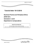 Tutorial letter 101/3/2019 Business Practice and Workplace Ethics (BWE1501)  Semesters 1 and 2