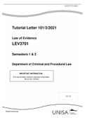 LEV 3701 Tutorial Letter 101/3/2021 Law of Evidence LEV3701 Semesters 1 & 2