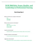 NUR 2868 &sol; NUR2868 Exam 3 &lpar;Latest 2021 &sol; 2022&rpar;&colon; Role&comma; Scope&comma; Quality & Leadership in Professional Nursing - Rasmussen
