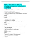 MNMT 3850 CHAPTER 15  HOMEWORK QUESTIONS AND  ANSWERS
