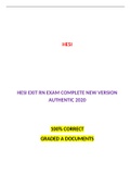 HESI EXIT RN EXAM COMPLETE NEW VERSION AUTHENTIC 2020:LATEST ,A GRADED DOCUMENT