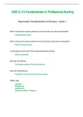 NUR 2115 / NUR2115 Exam 1 (Latest 2021 / 2022): Fundamentals of Professional Nursing - Rasmussen