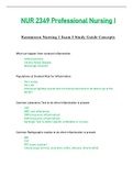 NUR 2349 &sol; NUR2349 Exam 3 Study Guide Concepts &lpar;Latest 2021 &sol; 2022&rpar;&colon; Professional Nursing I &sol; PN 1 - Rasmussen