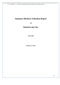 Summary Business Valuation Report