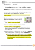 Gizmo Boyle & Charles Law Student Lab Sheet, Gizmo Student Exploration Boyle’s Law and Charles’s Law, (A Grade), Questions and Answers, All Correct Study Guide, Download to Score A