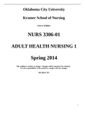 Exam (elaborations) NURS 3306 NURS 3306-01 ADULT HEALTH NURSING 1 Spring